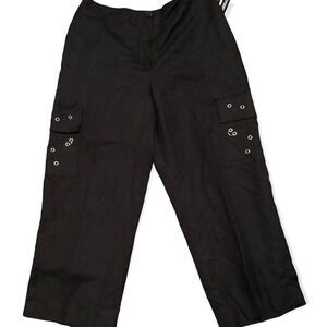 Larry Levine black cropped Linen pants size 10P